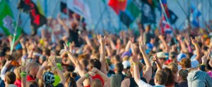 Fans cheering at rock festival